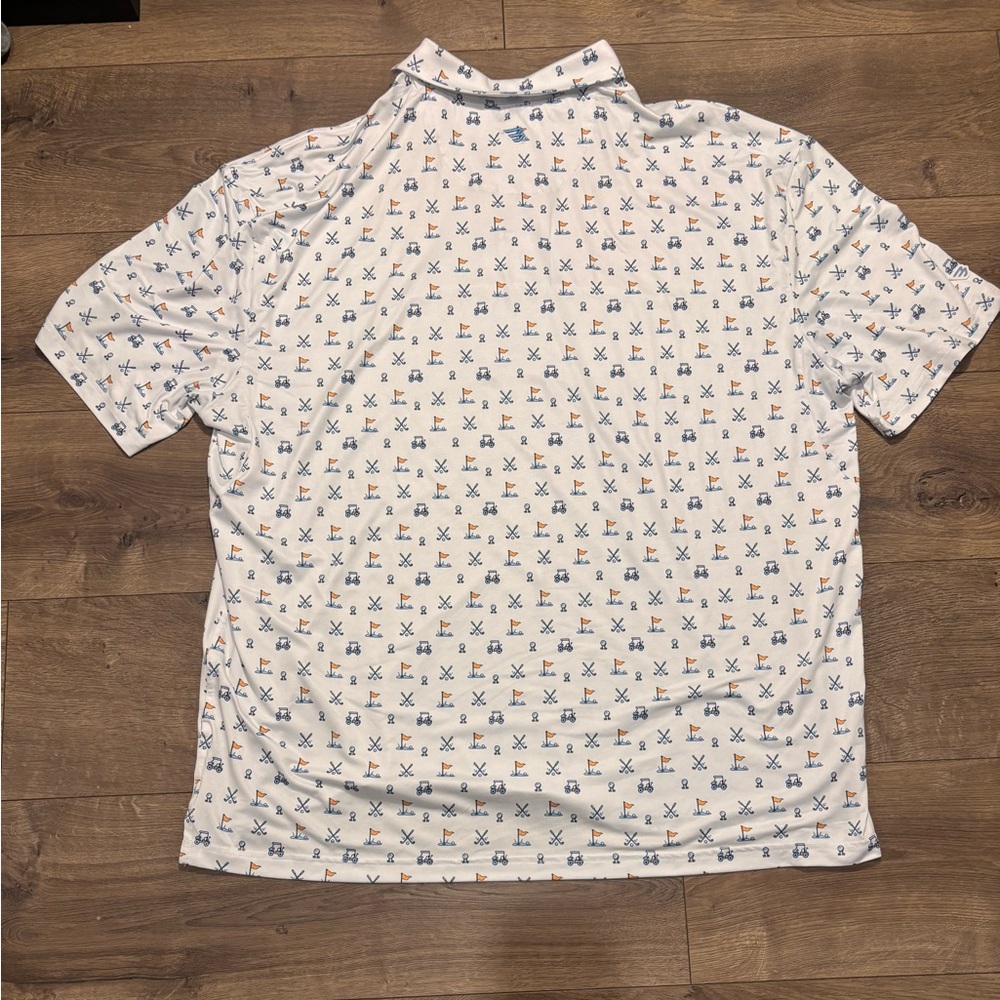 Burlebo Performance Polo Golf Shirt Men's 2XL White All Over Hole In One Print - Picture 9 of 10